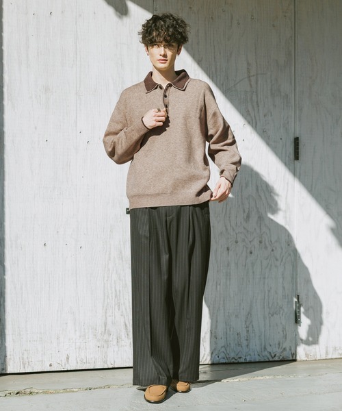 RAGEBLUE(レイジブルー)の「DOUBLE COLLAR KNIT POLO SHIRTS / ダブルカラーソフトタッチニットポロ(ニット/セーター・メンズ・グレー/サックスブルー/ブラック/ベージュ・SMALL/LARGE/MEDIUM)」の19枚目の写真