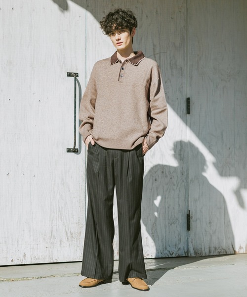 RAGEBLUE(レイジブルー)の「DOUBLE COLLAR KNIT POLO SHIRTS / ダブルカラーソフトタッチニットポロ(ニット/セーター・メンズ・グレー/サックスブルー/ブラック/ベージュ・SMALL/LARGE/MEDIUM)」の20枚目の写真