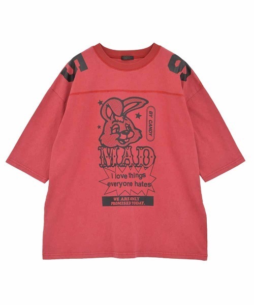 Candy Stripper（キャンディストリッパー）の「MAD BUNNY FOOTBALL Tシャツ（Tシャツ/カットソー・レディース・レッド/オフホワイト/ブラック・FREE）」の3枚目の写真