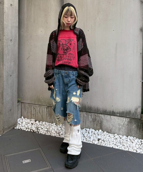 Candy Stripper（キャンディストリッパー）の「MAD BUNNY FOOTBALL Tシャツ（Tシャツ/カットソー・レディース・レッド/オフホワイト/ブラック・FREE）」の7枚目の写真