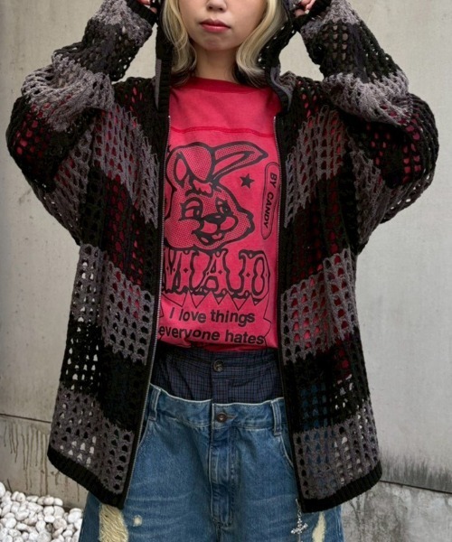 Candy Stripper（キャンディストリッパー）の「MAD BUNNY FOOTBALL Tシャツ（Tシャツ/カットソー・レディース・レッド/オフホワイト/ブラック・FREE）」の5枚目の写真