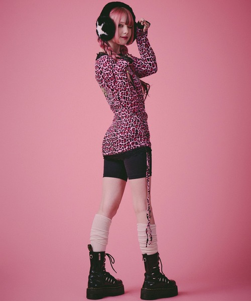 GALFY(ガルフィー)の「GALFY(ガルフィー)ギラギャル2WAYワンピ/ロンT/Tシャツワンピ/レオパード/豹柄/総柄/レース(Tシャツ/カットソー・レディース・ベージュ/ホワイト系その他/ピンク/ブラック・FREE)」の17枚目の写真