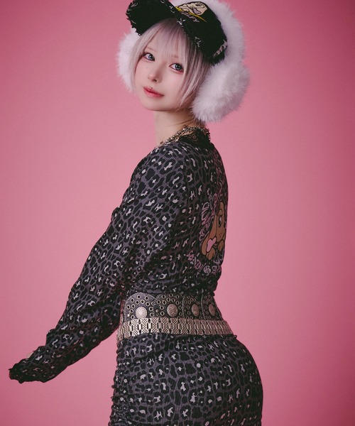 GALFY(ガルフィー)の「GALFY(ガルフィー)ギラギャル2WAYワンピ/ロンT/Tシャツワンピ/レオパード/豹柄/総柄/レース(Tシャツ/カットソー・レディース・ベージュ/ホワイト系その他/ピンク/ブラック・FREE)」の9枚目の写真