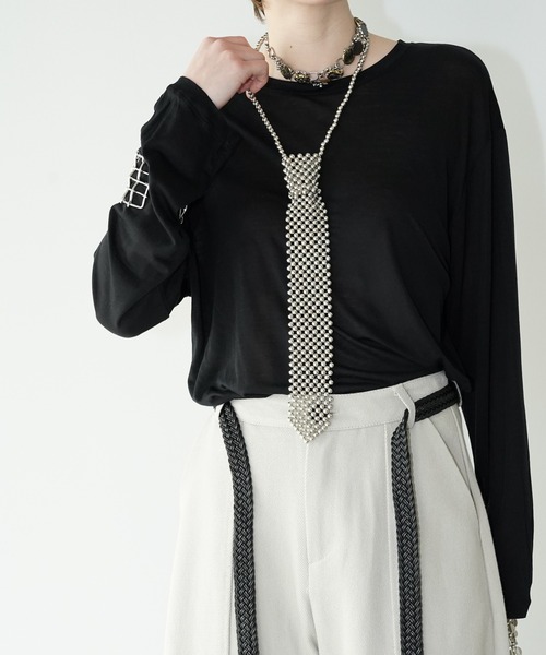 chuclla（チュクラ）の「シアーライト ロングスリーブT chw26s055（Tシャツ/カットソー・レディース・ブラック/ライトグレー・FREE）」の2枚目の写真