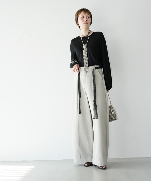 chuclla（チュクラ）の「シアーライト ロングスリーブT chw26s055（Tシャツ/カットソー・レディース・ブラック/ライトグレー・FREE）」の22枚目の写真