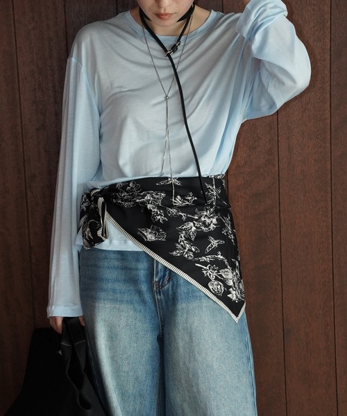 chuclla（チュクラ）の「シアーライト ロングスリーブT chw26s055（Tシャツ/カットソー・レディース・ブラック/ライトグレー・FREE）」の4枚目の写真