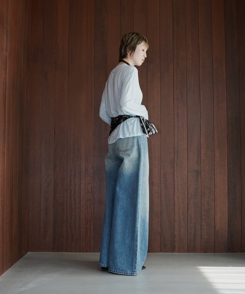 chuclla（チュクラ）の「シアーライト ロングスリーブT chw26s055（Tシャツ/カットソー・レディース・ブラック/ライトグレー・FREE）」の5枚目の写真