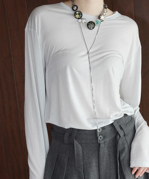 chuclla（チュクラ）の「シアーライト ロングスリーブT chw26s055（Tシャツ/カットソー・レディース・ブラック/ライトグレー・FREE）」の10枚目の写真