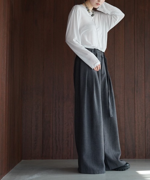 chuclla（チュクラ）の「シアーライト ロングスリーブT chw26s055（Tシャツ/カットソー・レディース・ブラック/ライトグレー・FREE）」の11枚目の写真