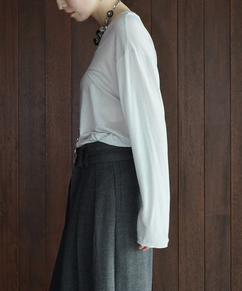 chuclla（チュクラ）の「シアーライト ロングスリーブT chw26s055（Tシャツ/カットソー・レディース・ブラック/ライトグレー・FREE）」の12枚目の写真