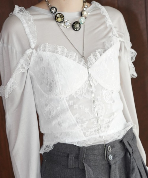 chuclla（チュクラ）の「シアーライト ロングスリーブT chw26s055（Tシャツ/カットソー・レディース・ブラック/ライトグレー・FREE）」の14枚目の写真