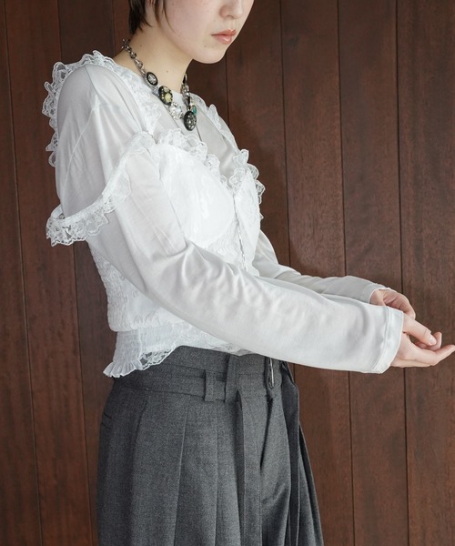 chuclla（チュクラ）の「シアーライト ロングスリーブT chw26s055（Tシャツ/カットソー・レディース・ブラック/ライトグレー・FREE）」の16枚目の写真