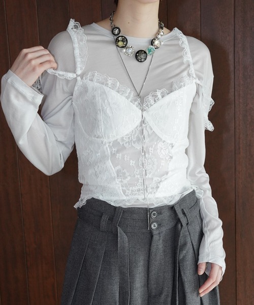 chuclla（チュクラ）の「シアーライト ロングスリーブT chw26s055（Tシャツ/カットソー・レディース・ブラック/ライトグレー・FREE）」の18枚目の写真