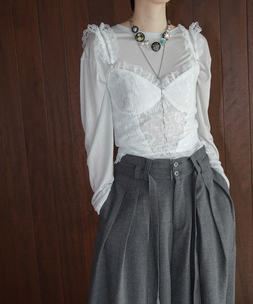 chuclla（チュクラ）の「シアーライト ロングスリーブT chw26s055（Tシャツ/カットソー・レディース・ブラック/ライトグレー・FREE）」の21枚目の写真