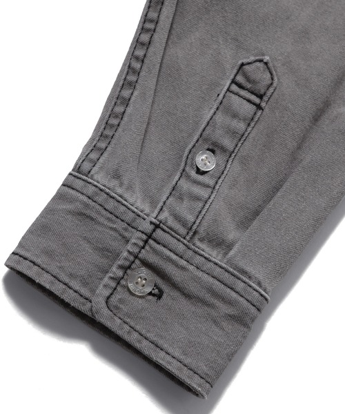 X-girl（エックスガール）の「SCRIPT LOGO BLEACHED DENIM SHIRT（シャツ/ブラウス・レディース・ブラック/ライトインディゴブルー・S/M）」の8枚目の写真