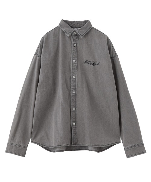 X-girl（エックスガール）の「SCRIPT LOGO BLEACHED DENIM SHIRT（シャツ/ブラウス・レディース・ブラック/ライトインディゴブルー・S/M）」の13枚目の写真