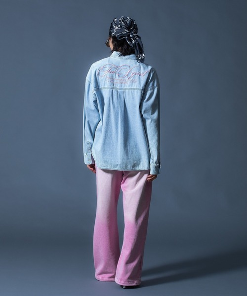 X-girl(エックスガール)の「SCRIPT LOGO BLEACHED DENIM SHIRT(シャツ/ブラウス・レディース・ブラック/ライトインディゴブルー・S/M)」の20枚目の写真
