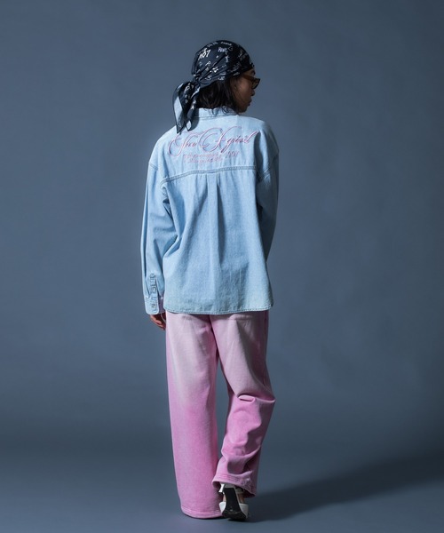 X-girl(エックスガール)の「SCRIPT LOGO BLEACHED DENIM SHIRT(シャツ/ブラウス・レディース・ブラック/ライトインディゴブルー・S/M)」の21枚目の写真