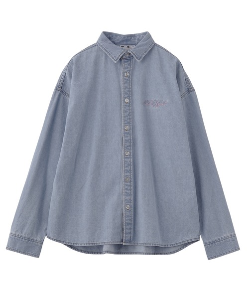 X-girl(エックスガール)の「SCRIPT LOGO BLEACHED DENIM SHIRT(シャツ/ブラウス・レディース・ブラック/ライトインディゴブルー・S/M)」の22枚目の写真