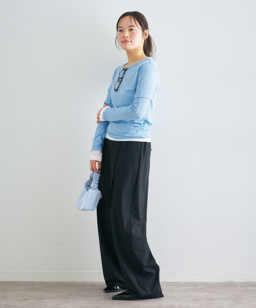 U by SPICK&SPAN（ユーバイスピックアンドスパン）の「《追加4》C/NY シアートップス（Tシャツ/カットソー・レディース・ブルー/ブラック/アイボリー/ライトグリーン・FREE）」の9枚目の写真