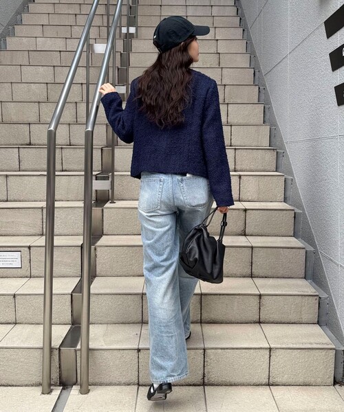 fredy emue(フレディエミュ)の「ノーカラーツィードジャケット(ノーカラージャケット・レディース・イエロー/オフホワイト/ネイビー・38)」の6枚目の写真