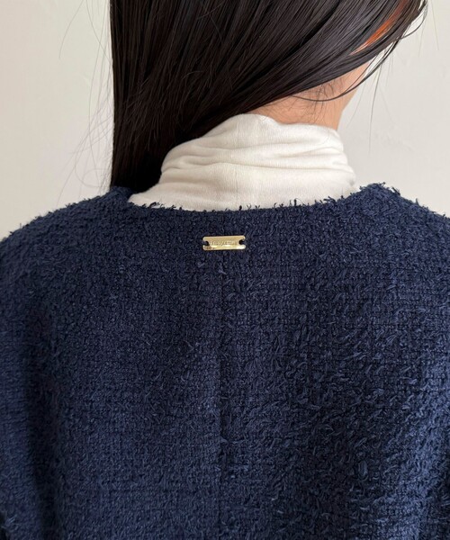 fredy emue(フレディエミュ)の「ノーカラーツィードジャケット(ノーカラージャケット・レディース・イエロー/オフホワイト/ネイビー・38)」の17枚目の写真