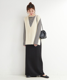 B.C STOCK | 《追加3》《2点セット》手洗い可 / ショートシャギーベスト+ダンボールスカート(スカート)