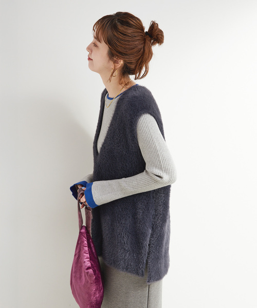 B.C STOCK（ベーセーストック）の「《追加3》《2点セット》手洗い可 / ショートシャギーベスト+ダンボールスカート（スカート・レディース・ネイビー/ブラウン/アイボリー・FREE）」の16枚目の写真