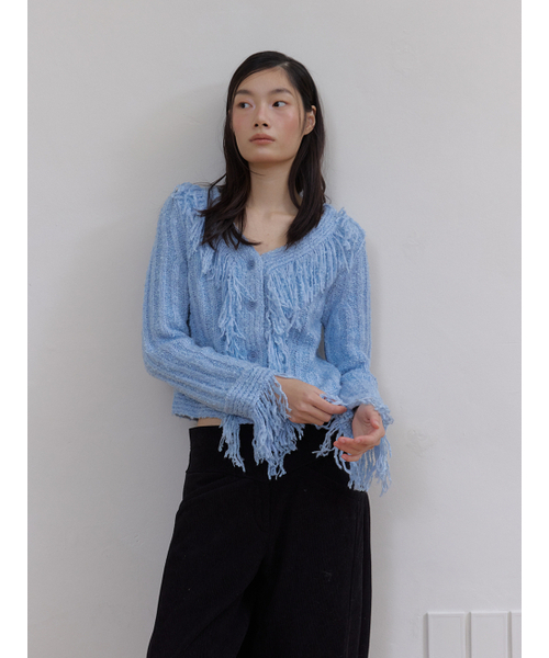 ASURA（アスラ）の「HAILEY TASSEL CADIGAN (SKY BLUE)（カーディガン/ボレロ・レディース・その他・ONE SIZE）」の4枚目の写真