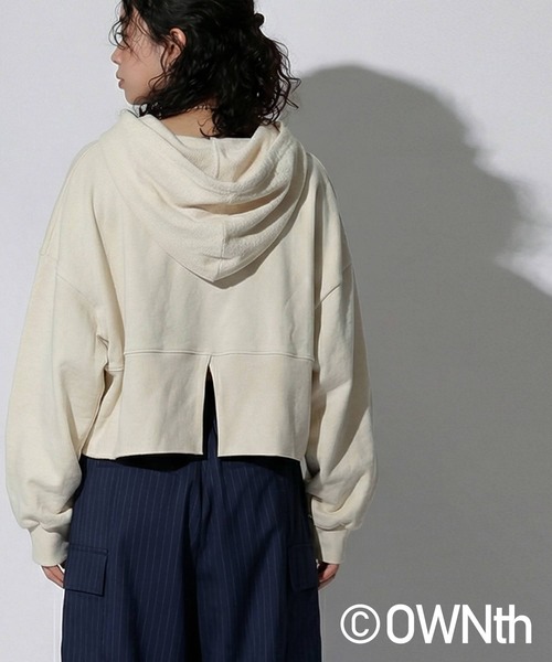 antiqua(アンティカ)の「裏毛 ジップアップパーカー(パーカー・レディース・アイボリー/ブラック・ONESIZE)」の7枚目の写真
