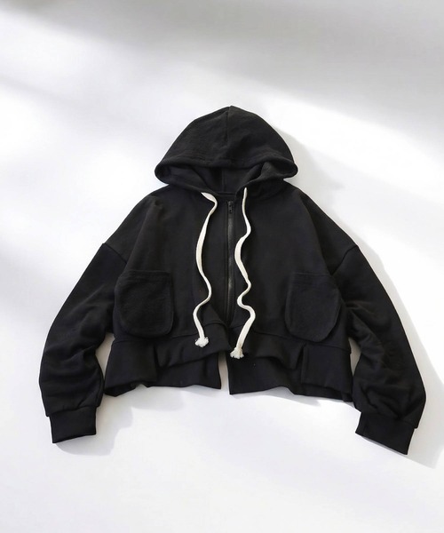 antiqua(アンティカ)の「裏毛 ジップアップパーカー(パーカー・レディース・アイボリー/ブラック・ONESIZE)」の13枚目の写真