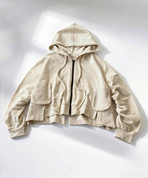 antiqua(アンティカ)の「裏毛 ジップアップパーカー(パーカー・レディース・アイボリー/ブラック・ONESIZE)」の12枚目の写真