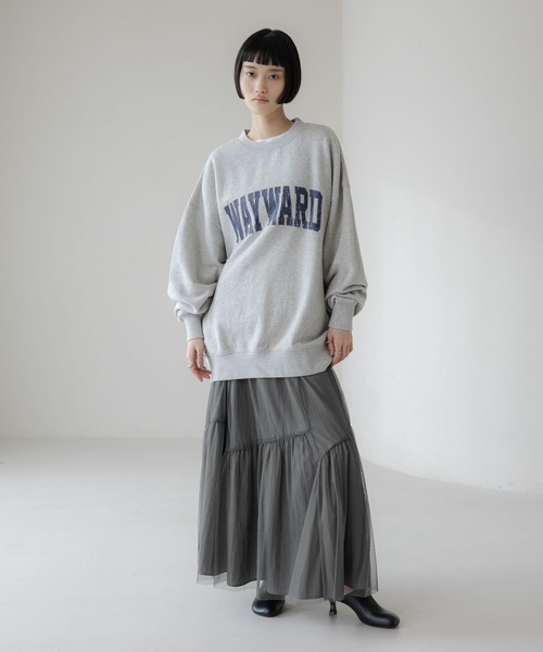 LOWRYS FARM（ローリーズファーム）の「レースカラーカレッジウラケプルオーバー　645353（スウェット・レディース・ブラウン/グレー/ネイビー・FREE）」の5枚目の写真