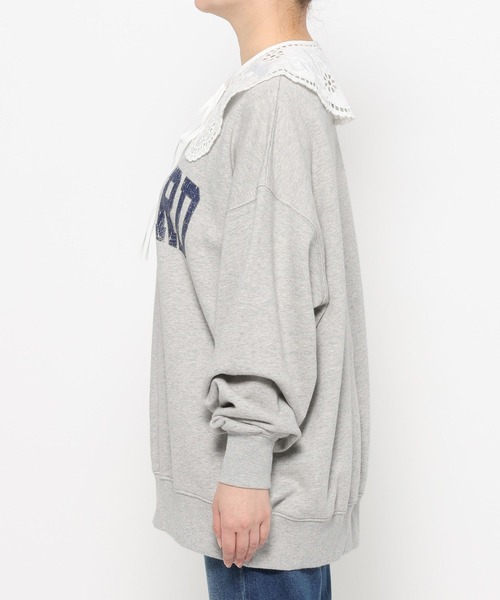 LOWRYS FARM（ローリーズファーム）の「レースカラーカレッジウラケプルオーバー　645353（スウェット・レディース・ブラウン/グレー/ネイビー・FREE）」の17枚目の写真