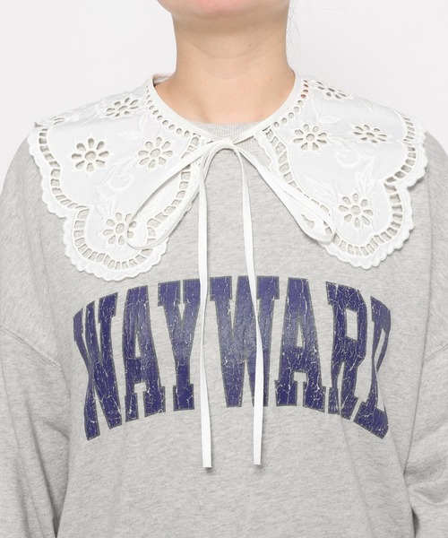 LOWRYS FARM（ローリーズファーム）の「レースカラーカレッジウラケプルオーバー　645353（スウェット・レディース・ブラウン/グレー/ネイビー・FREE）」の19枚目の写真