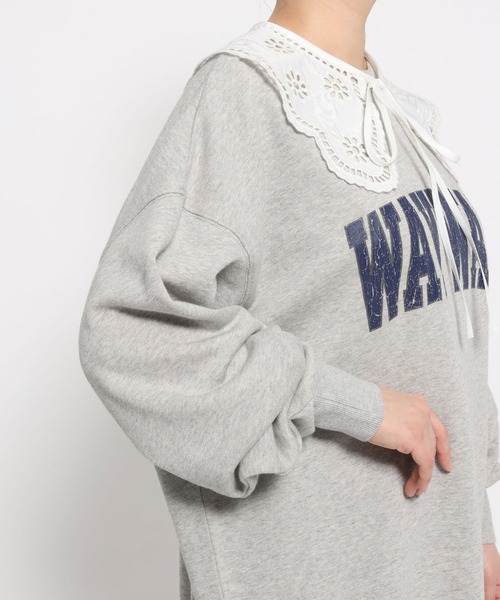 LOWRYS FARM（ローリーズファーム）の「レースカラーカレッジウラケプルオーバー　645353（スウェット・レディース・ブラウン/グレー/ネイビー・FREE）」の20枚目の写真