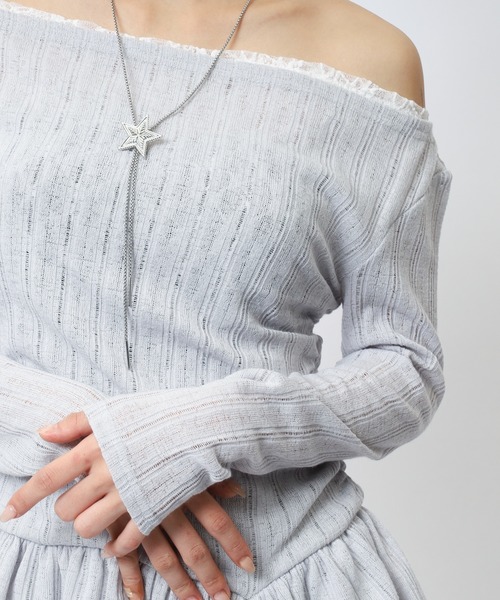 SPIRALGIRL(スパイラルガール)の「イレヘムワンショルレーストップス(Tシャツ/カットソー・レディース・ブラック/グレー/ホワイト・FREE)」の21枚目の写真