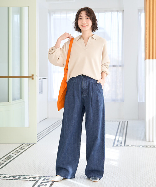 FREAK'S STORE（フリークスストア）の「限定展開　スキッパー ポロ襟 ロングスリーブ ニットプルオーバー（ニット/セーター・レディース・ライトグレー/ブラウン系その他/ブラック/ナチュラル/ネイビー/ピンク/ブルーグリーン・ﾌﾘ-）」の11枚目の写真
