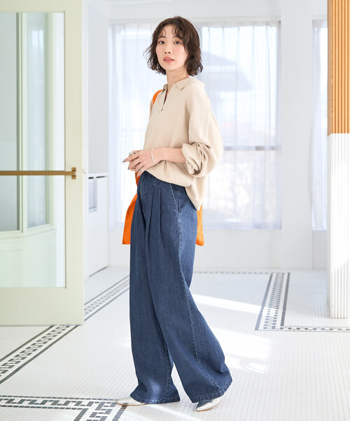 FREAK'S STORE（フリークスストア）の「限定展開　スキッパー ポロ襟 ロングスリーブ ニットプルオーバー（ニット/セーター・レディース・ライトグレー/ブラウン系その他/ブラック/ナチュラル/ネイビー/ピンク/ブルーグリーン・ﾌﾘ-）」の12枚目の写真
