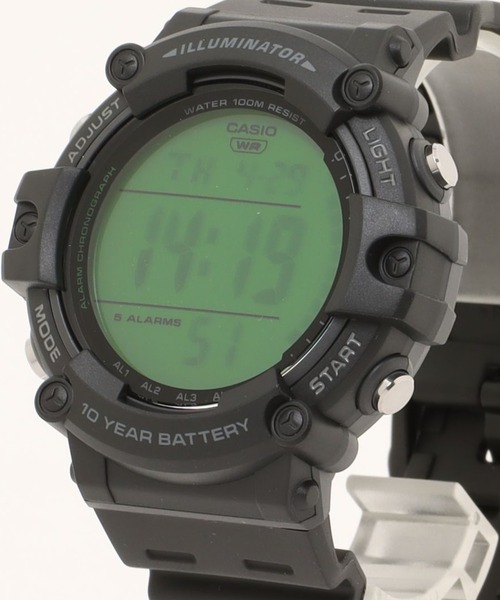 CASIO（カシオ）の「CASIO カシオ スタンダード デジタル ウォッチ ビッグフェイス 10気圧防水 ミリタリー // AEシリーズ（デジタル腕時計・メンズ・グレー系その他/ブラック×グリーン・FREE）」の6枚目の写真