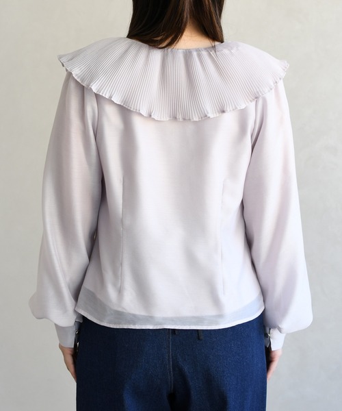 31 Sons de mode（トランテアン　ソン　ドゥ　モード）の「2026春夏新作 襟プリーツシアーブラウス（シャツ/ブラウス・レディース・ラベンダー/ブラック/オフホワイト・ﾌﾘ-）」の13枚目の写真