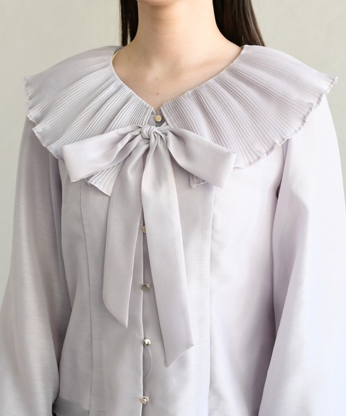 31 Sons de mode（トランテアン　ソン　ドゥ　モード）の「2026春夏新作 襟プリーツシアーブラウス（シャツ/ブラウス・レディース・ラベンダー/ブラック/オフホワイト・ﾌﾘ-）」の15枚目の写真