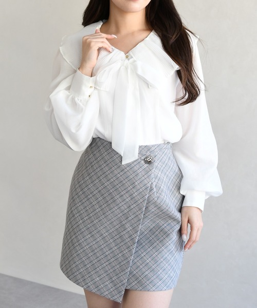 31 Sons de mode（トランテアン　ソン　ドゥ　モード）の「2026春夏新作 襟プリーツシアーブラウス（シャツ/ブラウス・レディース・ラベンダー/ブラック/オフホワイト・ﾌﾘ-）」の8枚目の写真