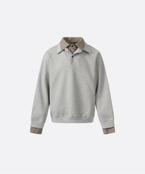 U:UME(ユーム)の「Polo Shirt Docking Sweat(スウェット・メンズ・ブラック/グレー・XX-LARGE/X-LARGE/LARGE/MEDIUM)」の1枚目の写真