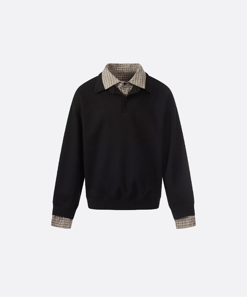 U:UME(ユーム)の「Polo Shirt Docking Sweat(スウェット・メンズ・ブラック/グレー・XX-LARGE/X-LARGE/LARGE/MEDIUM)」の2枚目の写真