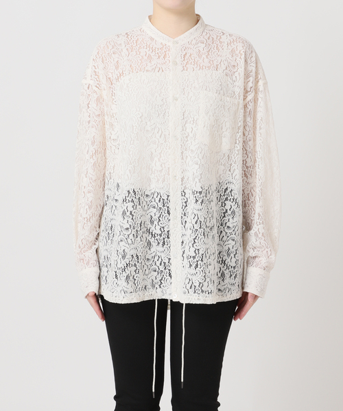 JOURNAL STANDARD（ジャーナルスタンダード）の「《WEB限定》スタンドカラーレースロングスリーブブラウス（シャツ/ブラウス・レディース・ネイビー/ホワイト・FREE）」の20枚目の写真