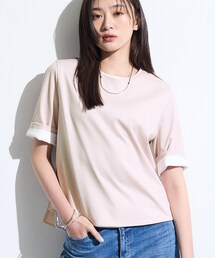 INDIVI | 【抗菌防臭/消臭】上品光沢コットンTシャツ(Tシャツ/カットソー)