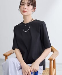 INDIVI | 【抗菌防臭／消臭】上品光沢コットンTシャツ(Tシャツ/カットソー)