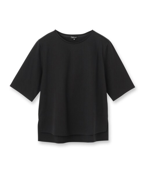 INDIVI（インディヴィ）の「【抗菌防臭／消臭】上品光沢コットンTシャツ（Tシャツ/カットソー・レディース・ホワイト/ブラック・38/34/15 /13/05）」の3枚目の写真