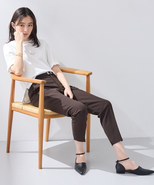 INDIVI（インディヴィ）の「【抗菌防臭／消臭】上品光沢コットンTシャツ（Tシャツ/カットソー・レディース・ホワイト/ブラック・38/34/15 /13/05）」の5枚目の写真